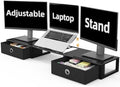 WESTREE Monitor Stand Riser with Adjustable Laptop Stand Riser, Steel Frame Dual Monitor Stand with Two Drawers for 2 Monitors, Desktop Oraganizer Stand for Computer,Laptop,Screen by WESTREE