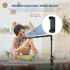 NEEWER 45.5" Overhead Camera Desk Stand, Aluminum 4 Section Magic Mic Boom Arm with C Clamp Mount Holder, for Webcam LED Light Microphone Streaming Zoom Video Recording, Max Load 4.41lb, DS023 - Image 4