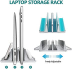 Vertical Laptop Stand for Desk Metal Heavy Duty, 4 Slots Adjustable 4in1 Vertical MacBook Stand Rack Pro Holder Compatible w' All Surface Dell Samsung HP Chromebook Upto 17.5' - Sliver - Image 2