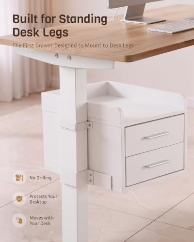 Under Desk Drawer for Standing Desk, No Drill, 30 lb, Desk Leg Mounted - Image 2
