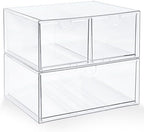 Prsildan Acrylic Drawer Makeup Organizer with 3 Drawers, Clear Stackable Storage for Baby Bottles, Craft, Jewelry & Hair Accessories, Multi-Use for Vanity, Countertop, Office Desk Organization by Prsildan