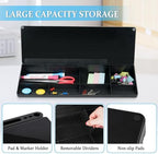 DOLLAR BOSS Glass Desk Whiteboard with Storage, All Black & Monitor Memo Boards for Computers 2PCS - Image 6