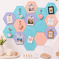 6.7 x 5.9 in 16 Pcs Hexagon Cork Board Tiles, Felt Pin Boards, Pastel by Mindsoft
