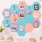 6.7 x 5.9 in 16 Pcs Hexagon Cork Board Tiles, Felt Pin Boards, Pastel by Mindsoft