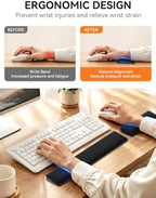 Cooling Gel Wrist Rest Set, Full-Size Keyboard & Mouse Wrist Support Pad - Image 2
