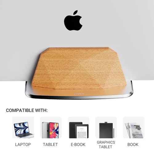 AFOOYO Vertical Laptop Stand - Dual Slots Wooden Adjustable Laptop Holder,Desktop Dock Compatible with All MacBook, Surface,Chromebook,Dell & More(Beechwood) - Image 2