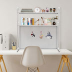 Desk Bookshelf with Pegboard, 2-Tier Metal Desk Bookshelf for Computer Desk, Heavy Duty Desktop Hutch Organizer Rack for Office Dorm Storage (37.4'') - Image 5