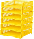 6 Pcs Yellow Turn in Trays Classroom, Stackable Paper Bins for Classroom, 13x9x2.8 inch Plastic Baskets Desktop Organization System Office (Yellow) by Unknown