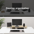 Fenge 39.4” Dual Monitor Stand with Height Adjustable Legs, Oak - Image 5