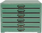 Vintage 6-Drawer Wooden Desktop Organizer Cabinet, Rustic Distressed Wood Card Catalog Cabinet, Antique Storage Box for Jewelry Cosmetics Craft Paper Home Office Decor (Green) - Image 7