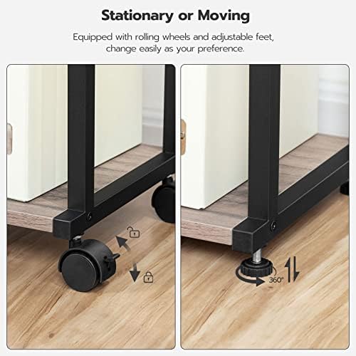 HOOBRO Mobile Printer Stand, 3-Tier Printer Cart Under Desk with Storage, Industrial Adjustable Rolling Cart, Sturdy Little Table on Wheels for Home Office BG28PS01N1 - Image 6