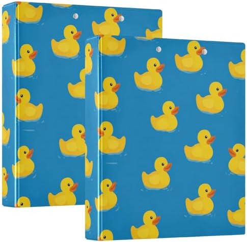 Yellow Rubber Ducks Blue Round Ring Binders 1.5 Inch 3 Ring Binder with Clipboard Holds 200 Sheets Office Home School by SHJI