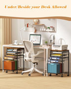 Feyejade Compact 5-Tier Rolling File Cart, Under Desk Metal Filing Cabinet - Image 6