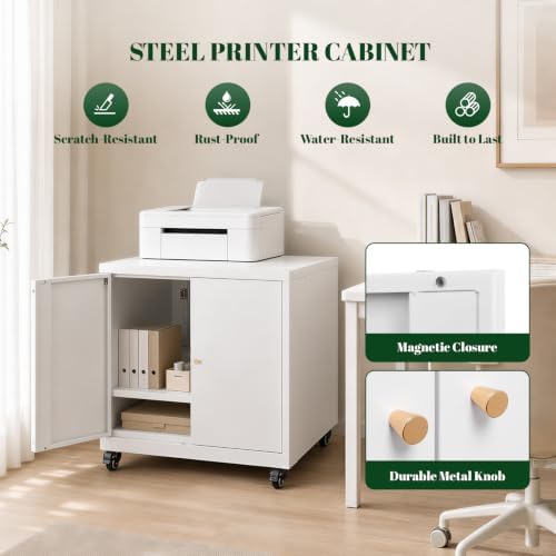 23.6“H Metal Printer Cabinet with Storage & Adjustable Shelf - Image 5