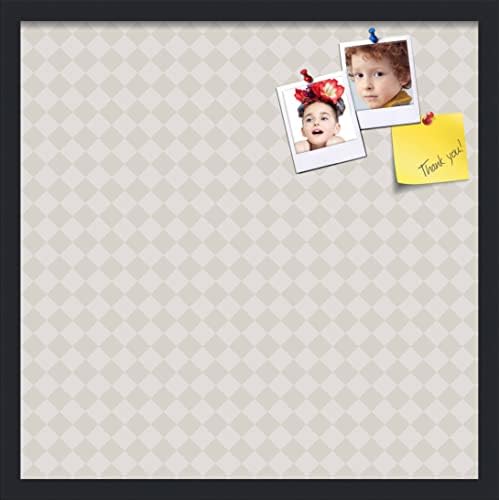 PinPix 22x22 inch Cork Bulletin Board. This Decorative Framed Pin Board Comes with Diamond Pattern in Shades of Grey Design and Satin Black. Ideal for Home, Office Decor or School (PinPix-373) by PinPixBulletinBoards