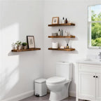 BAYKA Rustic Brown Floating Shelves 22.5in, Set of 2, Wall Mount Wood Shelf - Image 2