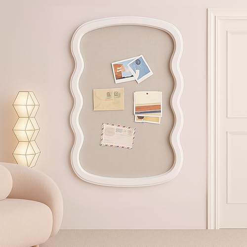 Wonderjune Linen Display Pinboard, Wavy, 24" X 36", Cream White by Wonderjune
