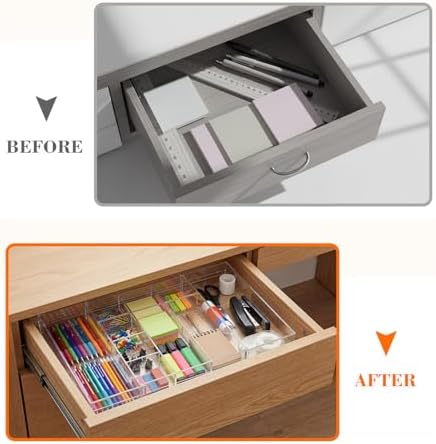 Briwooody Clear Acrylic Drawer Organizer Expandable,10 Compartments,Medium - Image 5