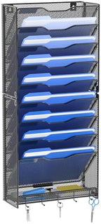 OUTWOLF 10 Tier Hanging Wall File Organizer Wall Mount Paper Document Folder Holder with Hooks for Home Office Organization by OUTWOLF