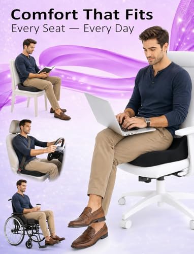 Memory Foam Seat Cushion for Pressure Relief, Ergonomic Office Chair Cushion for Coccyx, Sciatica & Tailbone Pain Relief, Hemorrhoid Donut Pillow, Cushion for Postpartum Pregnancy, After Surgery - Image 3