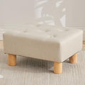 Small Foot Stool Ottoman, Linen Footstool Ottoman Foot Rest for Couch, Rectangle Footstools and Ottomans Small for Living Room, Entryway and Bedroom (Beige) by FIMIVIBI