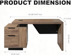 63“ Executive Office Desk with File Drawer, Modern Professional Desk with Cable Management Box, Office Desk with Storage Cabinet & Privacy Panel, 1.8” Thick Desktop for Home Office (Mahogany, Left) - Image 2