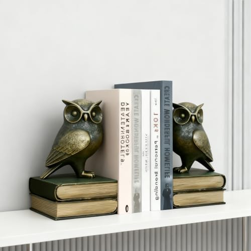 Dosker Owl Decorative Book Ends for Shelves (Retro Bronze) - Image 6