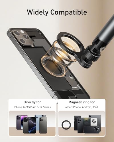 TELESIN Magnetic Phone Holder for Desk and Bed - Strong Magnetic - Tablet Stand Holder with Long Arm - 360° Freely Adjustable Rotation Base - Upgraded Silicone Clamp for iPhone, Android & IPad Series - Image 2
