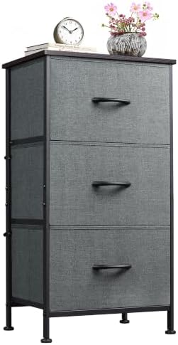 WLIVE Small Dresser Nightstand for Bedroom, 3 Drawers, Dark Grey by WLIVE