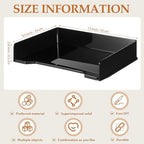 DoubleFill 6 Pcs Stackable Letter Tray Plastic Paper Tray, Black - Image 3