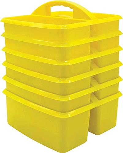 Teacher Created Resources Yellow Portable Plastic Storage Caddy 6-Pack for Classrooms, Kids Room, and Office Organization, 3 Compartment by TeacherCreatedResourcesOS