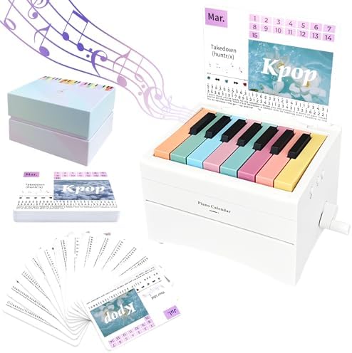 Piano Calendar 2027 Desk Calendar, Magical Music Themed Singer Kpop Playable Piano Desk Calendar 2027, Demon Mini Piano With 12 Music Scores in 13 Cards Gifts for Hunters Fans Home Decor - White by OZZKSO