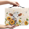 Sunflower Cow Bible Cover, Leopard Print Large PU Leather Bible Carrying Case with Bookmark for Church Large Zippered Book Bible Protector for Christian by Glomenade