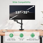 MOUNT PRO Single Long Monitor Arm, 13 to 32 inch Computer Monitor Desk Mount, Extra Long Adjustable Screen Stand, Tall Display Mount with Tilt, Swivel, Rotation, Hold up to 19.8lbs, VESA 75/100mm - Image 4