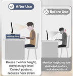 2-Tier Monitor Stand Riser, Keyboard Storage, Wood-Look, Acrylic Sides - Image 5
