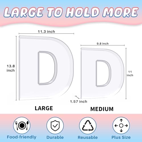 13.8" Extra Large Acrylic Letter Charcuterie Board Box, Reusable Fillable Letter Cake Candy Dish Display Serving Tray for Birthday Anniversary Party Decoration (D) - Image 2
