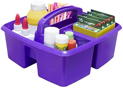 Storex 3-Compartment Small Craft Caddy – Multipurpose Classroom Organizer with Handle, Purple, 6-Pack (00944C06C) by Storex