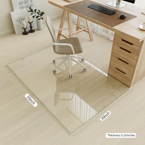 [Tempered Glass] 30" x 55" Glass Office Chair Mat for Carpet - Image 2