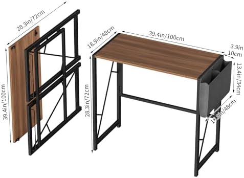 GarveeHome 31.5 Inch Folding Gaming Writing Computer Work Desk for Home Office,with Storage Bag & Hook,Space-Saving,Easy to Fold,Small Table for Bedroom,Apartment,Rustic Brown - Image 3