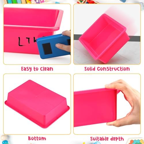 Sintuff 24 Pcs Classroom Paper Tray, Stackable Letter Size Bin, Pink - Image 2