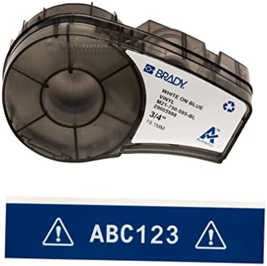 Brady Authentic (M21-750-595-BL) All-Weather Vinyl Label for Indoor/Outdoor ID, Lab and Equipment Labeling, White on Blue- For M210, M210-LAB, M211, BMP21-PLUS and BMP21-LAB Printers, .75" W, 21' L by BradyCorp