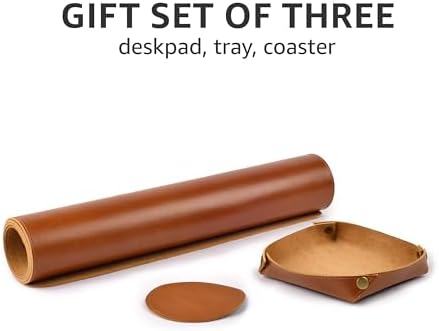 LEATHER VILLAGE Real Leather Desk Pad Thick Double Layer Desk Mat Cognac. - Image 6