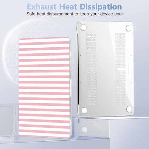 4-in-1 Hard Case for MacBook Neo 13 (A3404), Pink & White Stripes - Image 4