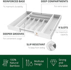 ROYAL CRAFT WOOD Luxury Bamboo Kitchen Drawer Organizer - Silverware Organizer - Utensil Holder and Cutlery Tray with Grooved Drawer Dividers for Flatware and Kitchen Utensils (9 Slot, White) - Image 3