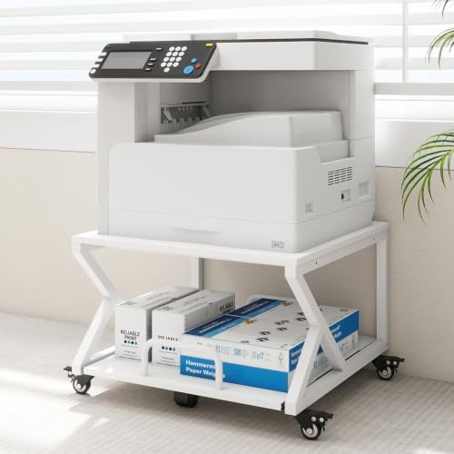 Natwind 2 Tier Printer Stand,23.6''x23.6'',with Pull Out Shelf,White - Image 2