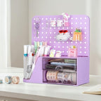 Comix Desk Organizer with 2 Drawer, Purple 360 Rotating Pen Holder for Desk - Image 5