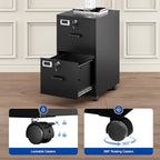 BYNSOE 2 Drawers File Cabinet with Lock Metal Vertical File Cabient with Wheels Mobile File Cabinet for Office Home Legal/Letter/a4 Size Require Assembly - Image 6