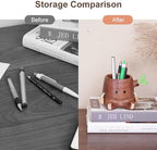 Stump Pen Holder – Cute Wooden Desk Organizer, Fairy Tale Tree Stump Pencil Cup for Stationery, Makeup Brushes, Dried Flowers, Solid Wood Desktop Decor Gift - Image 2