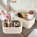 HofferRuffer Faux Leather Storage Baskets Bins with Velvet Lining for Organizing, Storage, Gifts, Set of 3 Nesting Shelf Baskets Decorative Storage Boxes for Home Organization (Cream White) - Image 6
