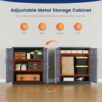 Yizosh Metal Garage Storage Cabinet with 2 Doors and 2 Adjustable Shelves - 35.5" Steel Lockable File Cabinet for Home Office,Garage,Gym,School（Gray Black） - Image 4
